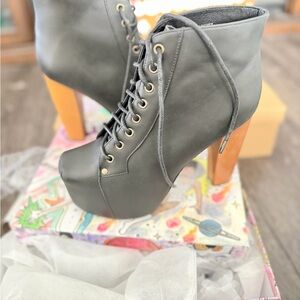 Jeffrey Campbell black lita Lace-Up platforms